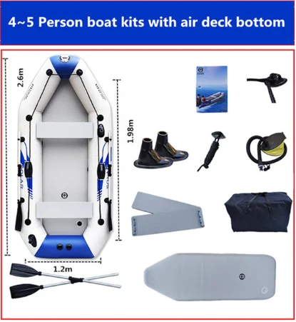 2.3~2.6m Inflatable Fishing Boat 2~4 Person Thickening PVC Fishing Boat Air Deck Floor Dinghy for Adults Kayak Boat  Accessories