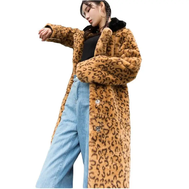 Women Fur Faux High Quality Parker Imitation Female Coat 2022 Winter Fashion Thick Warm Leopard Coats Casacos Inverno Feminino