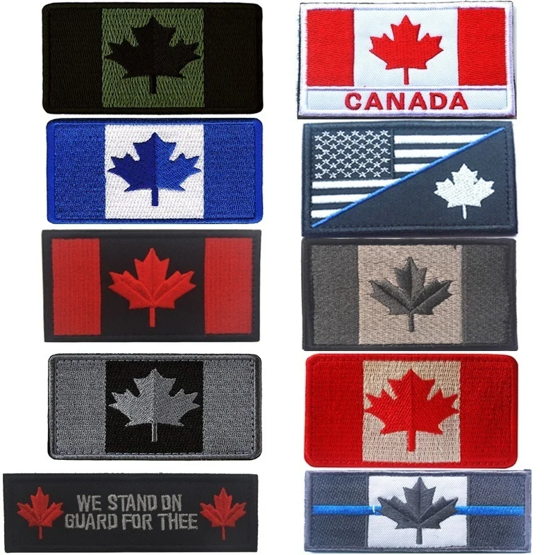Вышивка с канадским флагом блестящая яркая тактическая одежда для шитья курток