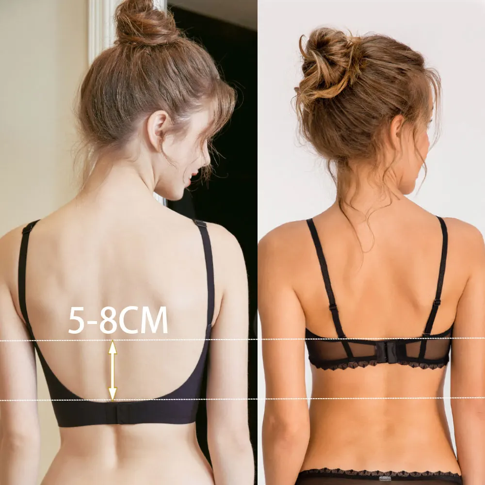 Low Back Bra Top Women Seamless Bralette Deep U Bras Backless Brassiere Plus Size Underwear Wireless Sleepwear Lingerie M-6XL