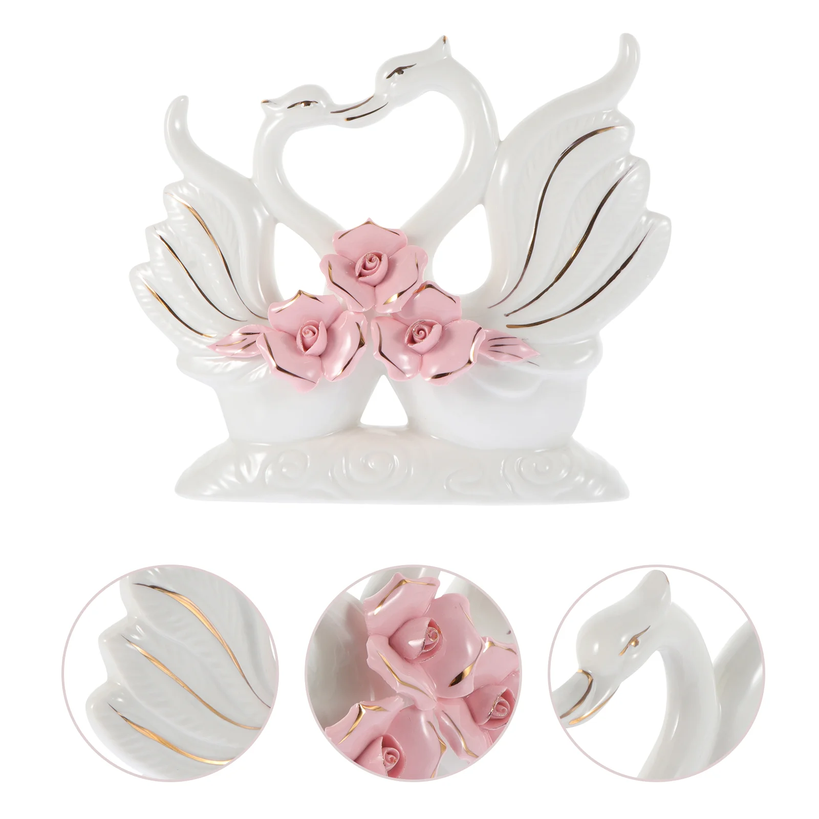 

Ceramic Swan Sculpture Ceramic Desktop Ornament Creative Swan Statue Delicate Swan Statue Decor for Wedding Decoration