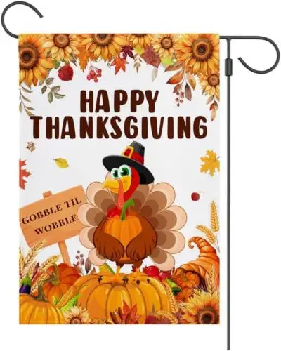 Осенний садовый флаг с Днем Благодарения двусторонний для наружного гарбуза