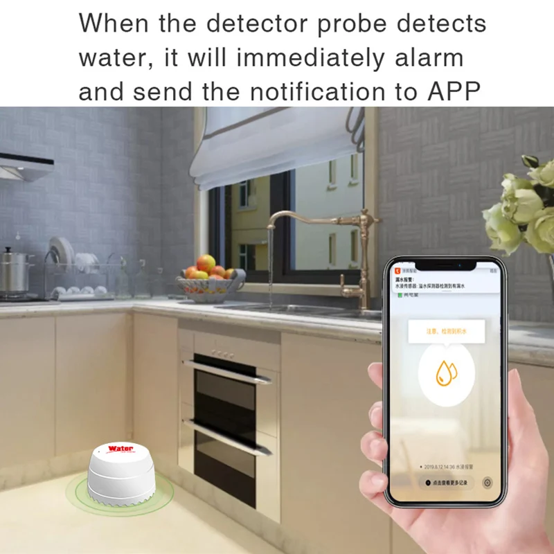 Датчик утечки воды EARYKONG с Wi-Fi смарт-детектор оповещением управлением через