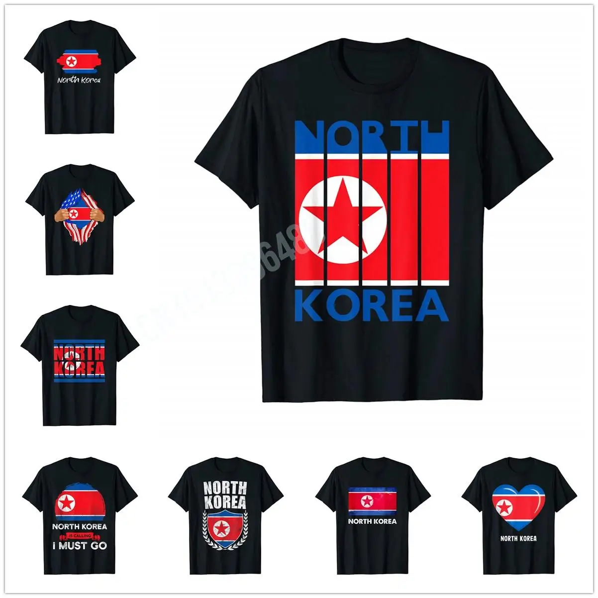 Сувенирная Футболка с принтом северокорейского флага для мужчин и женщин