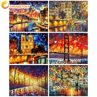 chenistory oil paint by numbers for adults picture drawing abstract colorful landscape number painting home decor unique gift