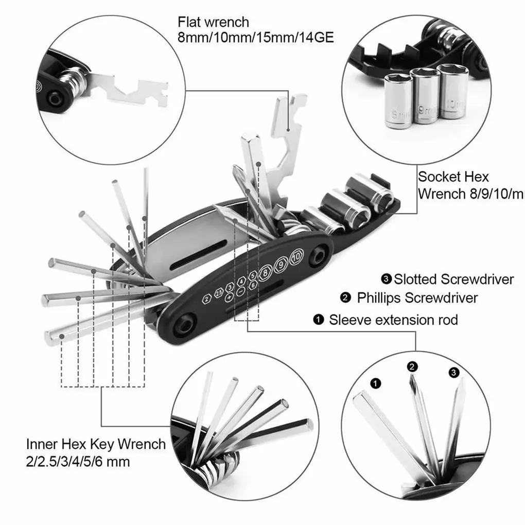 

Сумка на заднее сиденье велосипеда, многофункциональный аварийный многофункциональный набор инструментов для домашнего ремонта, набор ин...