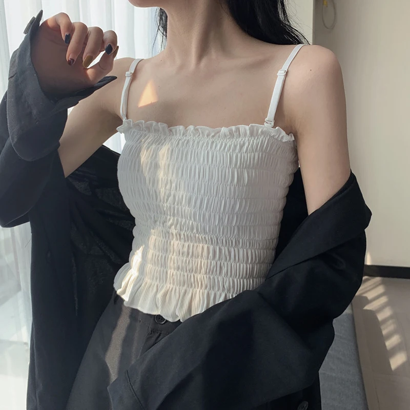 

Strapless Tube Top Women Pleated Bras Female Wrapped Chest Sexy Lingeries spaghetti strap tank top white corset tops women