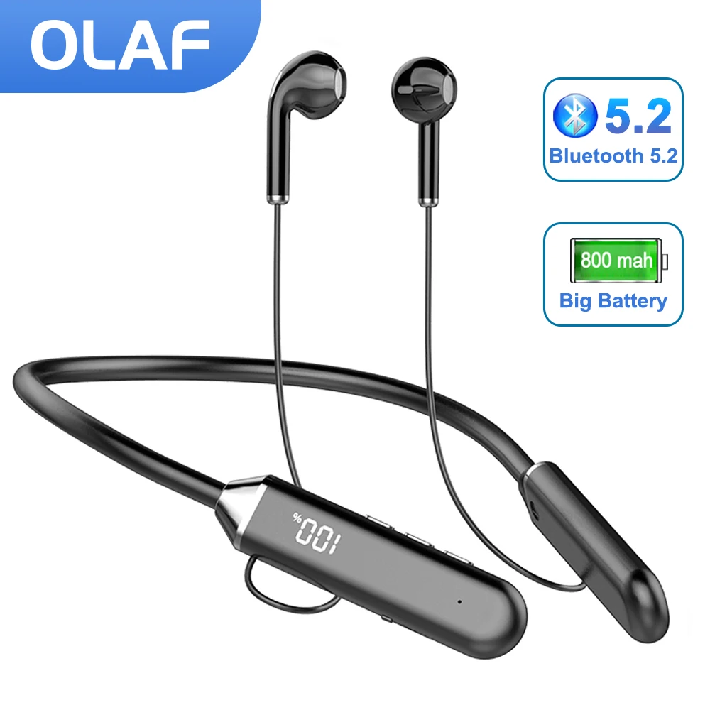 

OLAF LED Neckband Bluetooth Earphones Wireless Headphones Sports Running Waterproof Headset for iPhone Xiaomi Huawei Poco Redmi