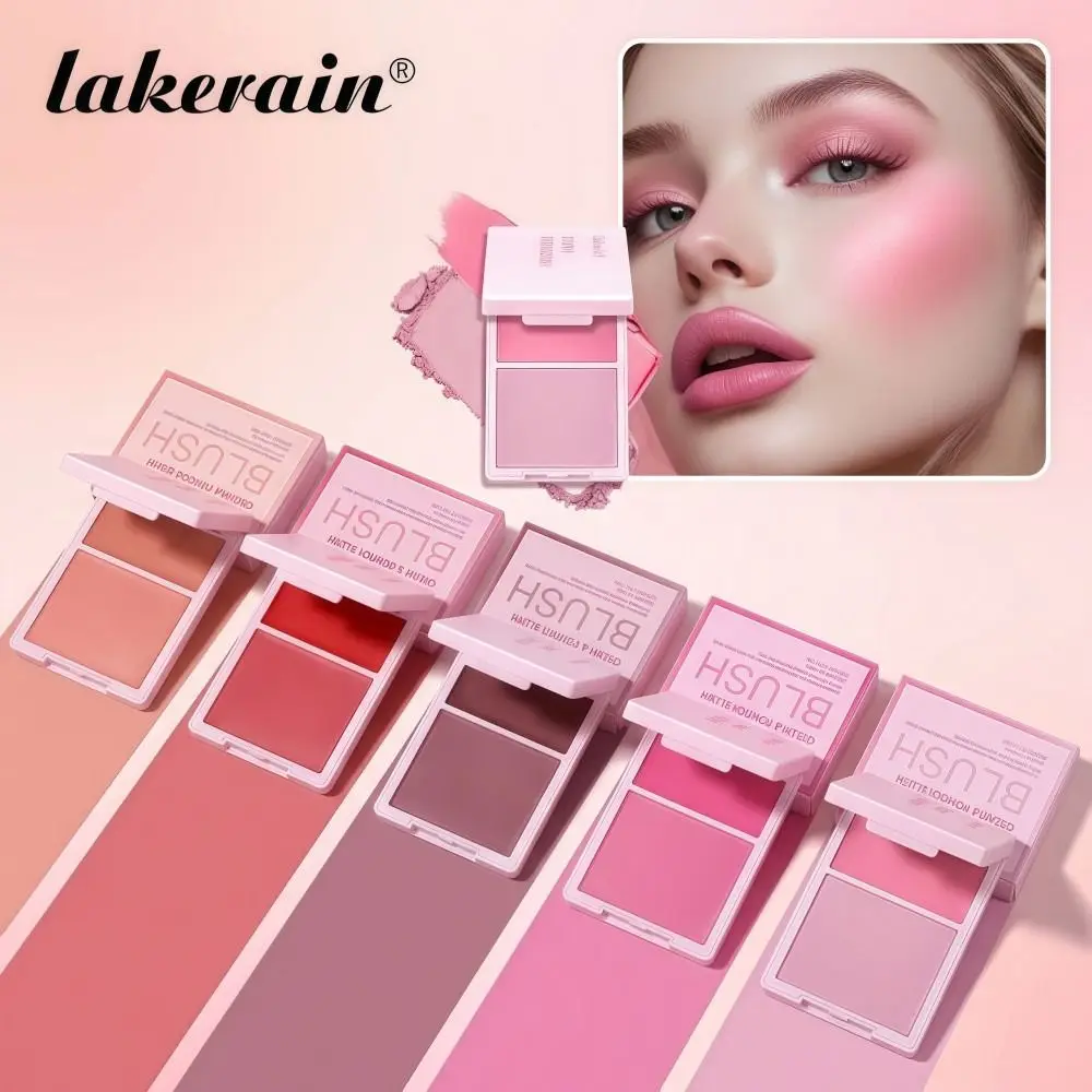 Фото Матовая палетка румян Dewy LAKERAIN 2-в-1 с высокой пигментацией, стойкие, водостойкие кремовые румяна-пудра для женщин и девушек №5