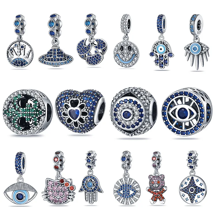 

925 Sterling Silver Fashion Charms for Original Pandora Bracelets Necklaces Devil's Eye Dangle Pendants Beads Boutique Jewelry