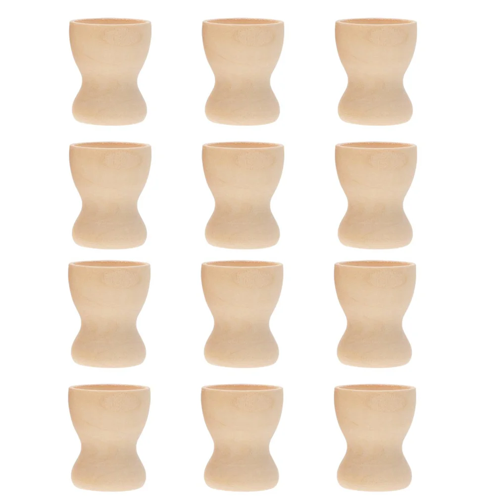 

12 Pcs Wooden Egg Tray Children DIY Cup Craft Stand Toy Blank Toys Holder