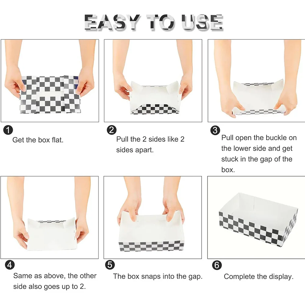 12/18/24 шт. черно-белые клетчатые лотки для еды гоночная вечеринка коробка лодок