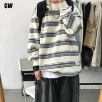 2022 mens casual harajuku striped long sleeve t shirt loose plus size simple all match clothes hip hop funny couple streetwear