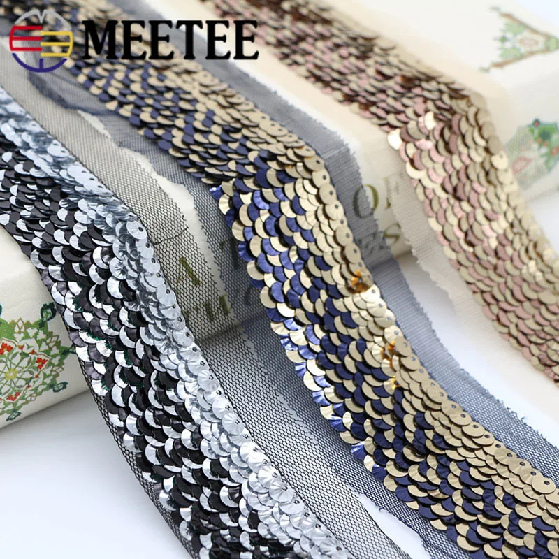 

Сетчатые блестки Meetee 35 мм, 5 ярдов, кружевная отделка, лента для свадебного платья, ткань, ремень, аксессуары для шитья
