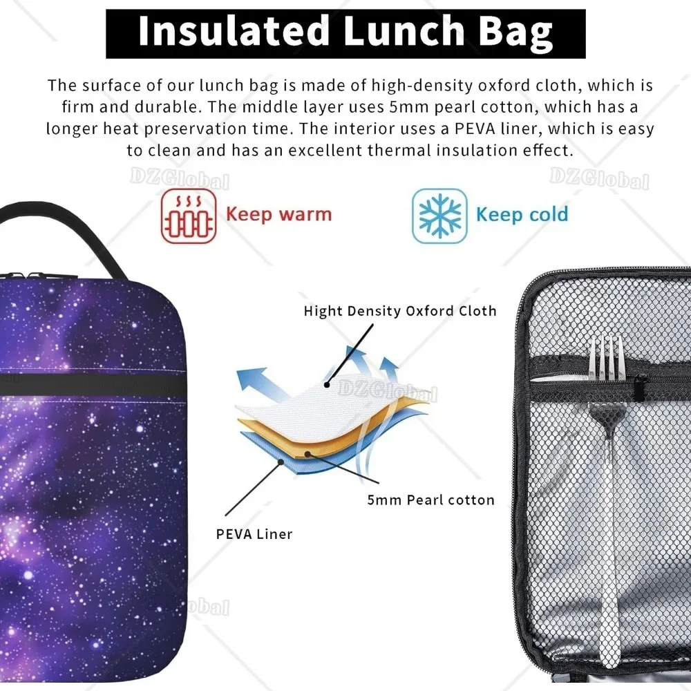 Изолированные сумки для обеда Звездное небо мужчин женщин мальчиков и девочек