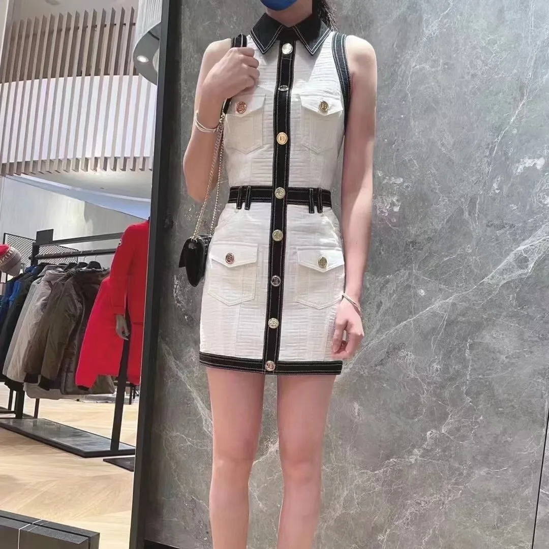 Женское роскошное Брендовое платье-жилет без рукавов с несколькими карманами