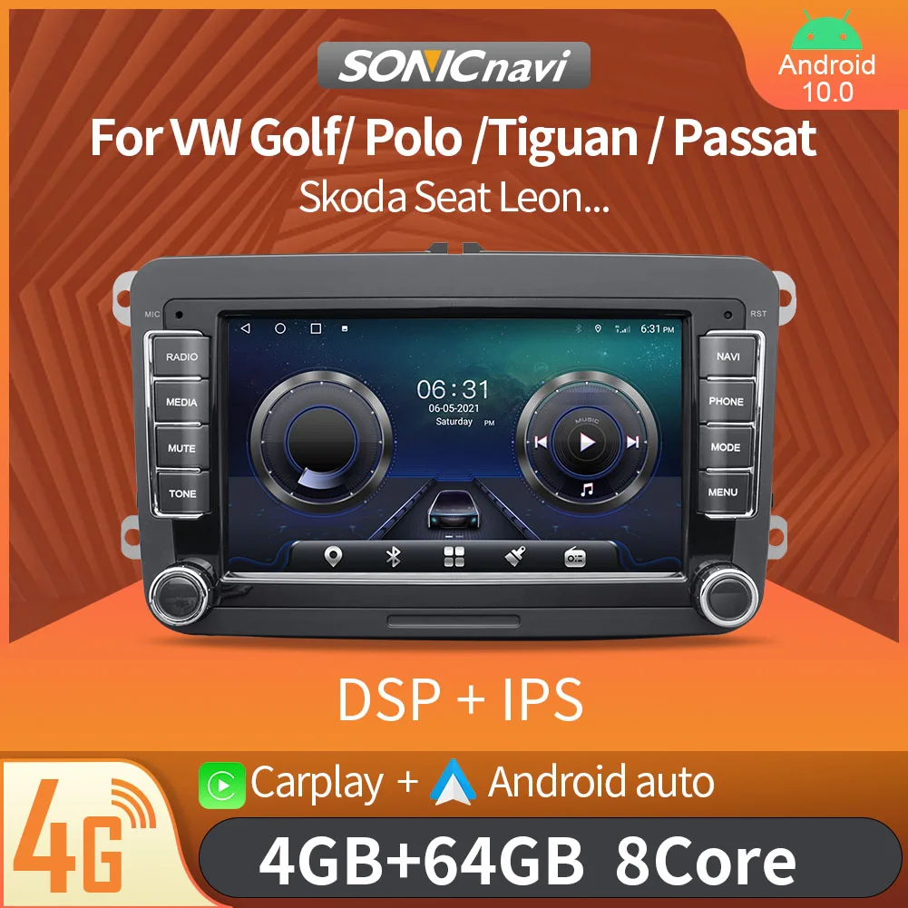 Автомобильный мультимедийный плеер SONICnavi 2 Din Android 10 радио GPS для