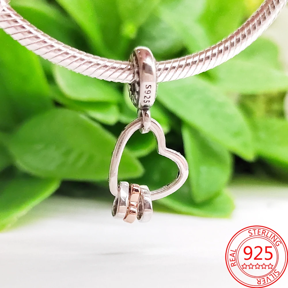 

Серебряные Подвески S925, подходят для оригинального браслета Pandora, Серебряное сердце, подвеска в виде сердца, подвеска «сделай сам», ювелирны...