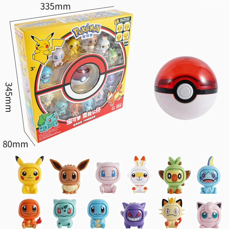 

Экшн-фигурки из аниме «Покемон го», Пикачу, гэнгар, джигглфф, Meowth Eevee, ПВХ, меняющие лицо куклы, эльф, мяч, игрушки для детей, подарок