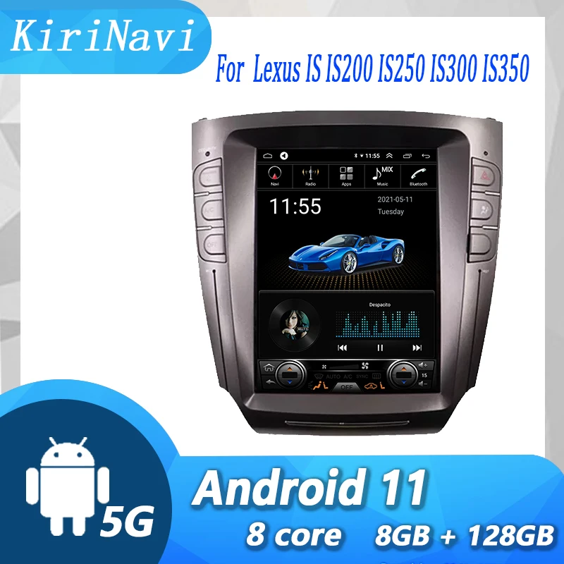 Kirinavi-カーGPS垂直スクリーン,DVDプレーヤー,ステレオ,4G,GPSナビゲーション,lexus is 200 is250 is300 is350 2006-2012,android 11