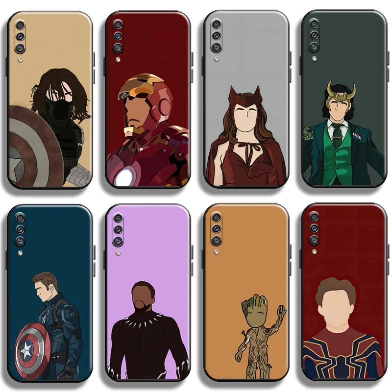 

Marvel Cartoon Avengers For Samsung Galaxy A50 Phone Case Cases Black Soft Full Protection Liquid Silicon Carcasa Funda Shell