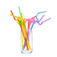 100 pieces disposable straw creative degradable color plastic straw curved shape free stretch plastic tube kitchen accessories