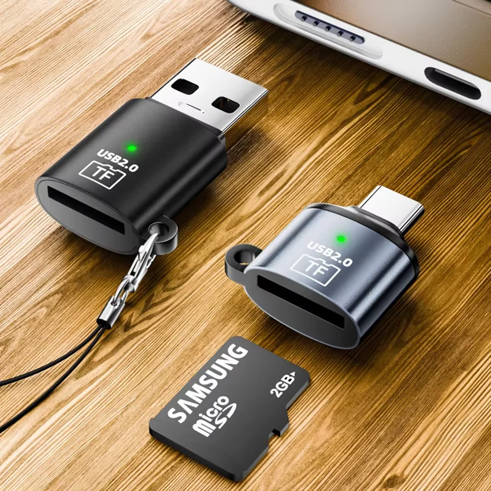 Фото Устройство для чтения карт памяти Type C/USB, USB 2.0, мини-адаптер для карт памяти TF Type C, высокоскоростной, для ПК, ноутбуков, аксессуары, устройство для чтения карт TF №2