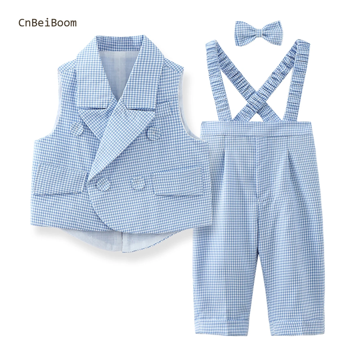 

CNBeiBoom Boy Plaid Vest Blazer Kids Waistcoat Clothes Set Toddler Formal Dress Suit Child Shorts Pant Baby Gentlemen Outfit