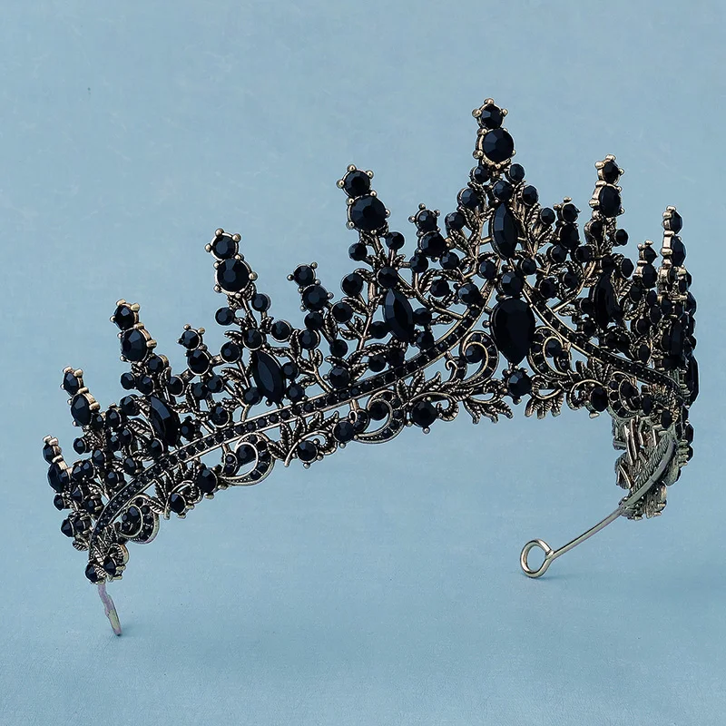 Женская Корона из черного барокко с кристаллами классические украшения для