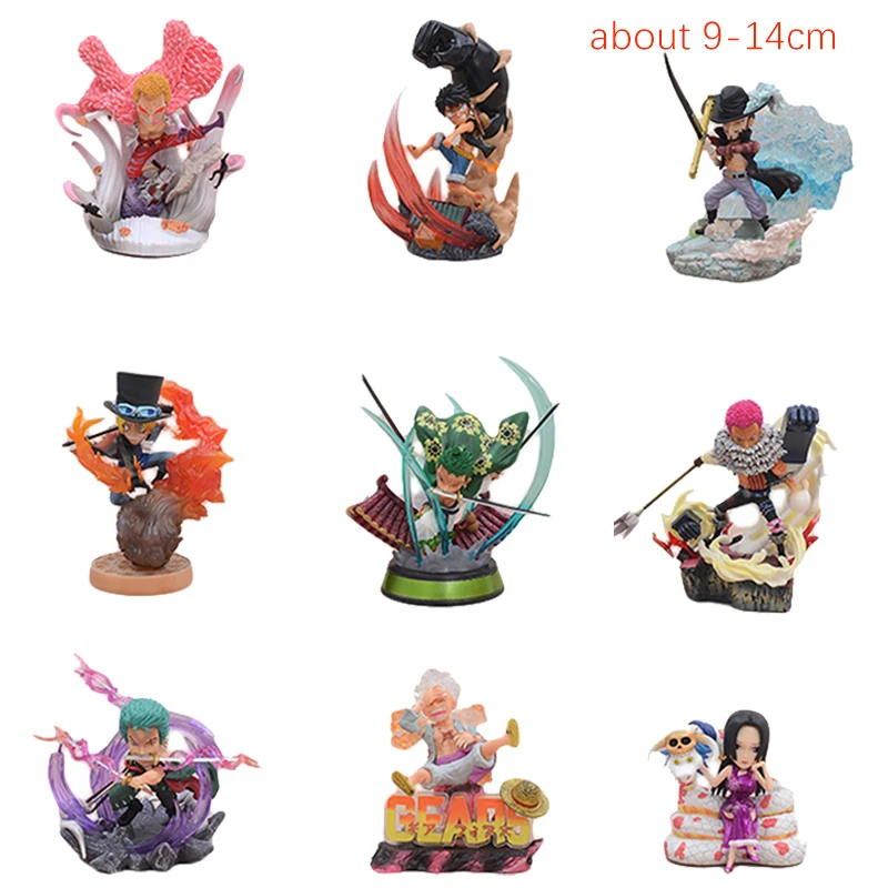 

Japan Anime One Piece Figures Luffy Ace Zoro Hancock Sabo Marco Kuma Doflamingo Action Model Toys Desktop Ornaments Collection