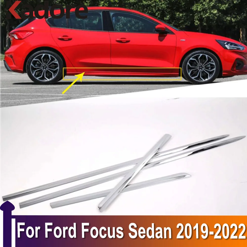 

For Ford Focus 2019 2020 2021 2022 Sedan Chrome Side Door Body Molding Line Cover Trim Decoration Exterior Accessories
