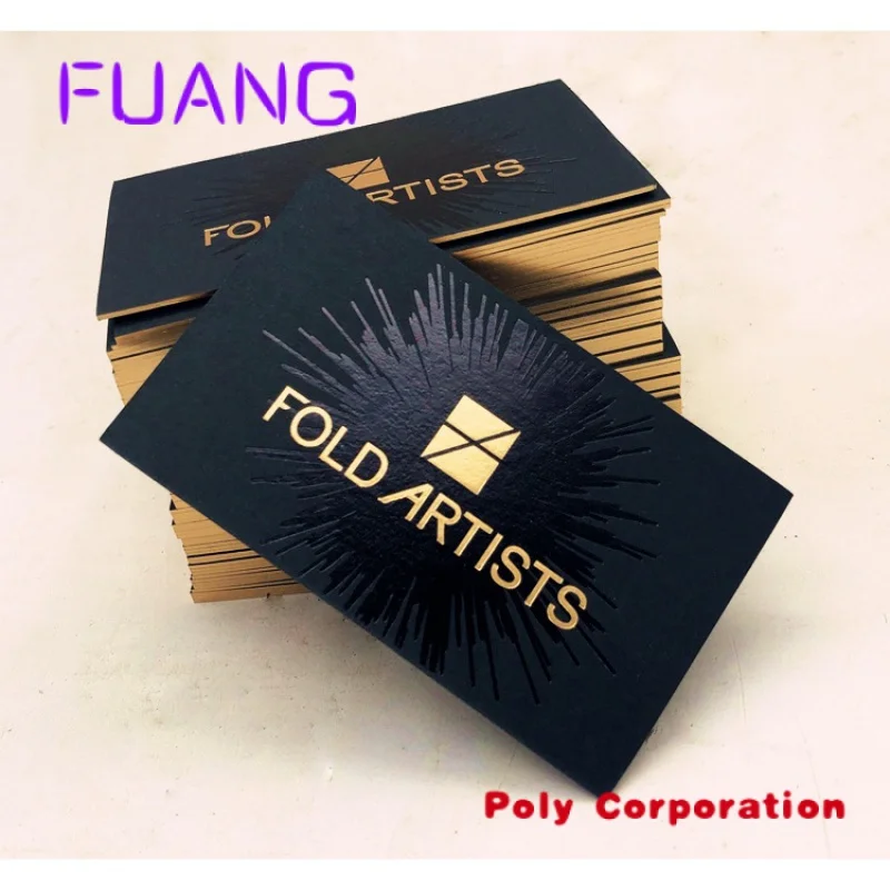 Custom Luxury Black Business Card Printing Logo With Gold Foil Edge