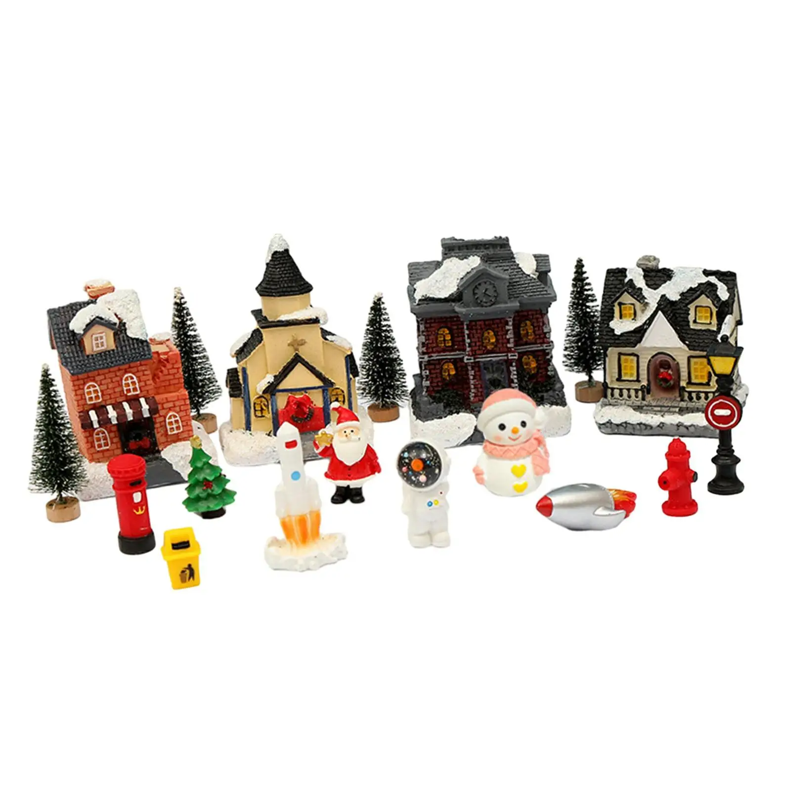 

Рождественские подсвеченные фигурки дома, миниатюрный набор, полимерное украшение, настольные мини-модели для спальни, хорошее исполнение