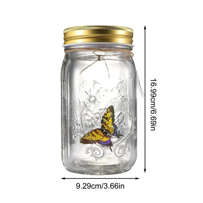 Magic Flying Butterfly Jar LED Lamp Glass Mason Jar Simulation Animated Butterfly Fly Insect Collecting Bottle Home Decor images - 6