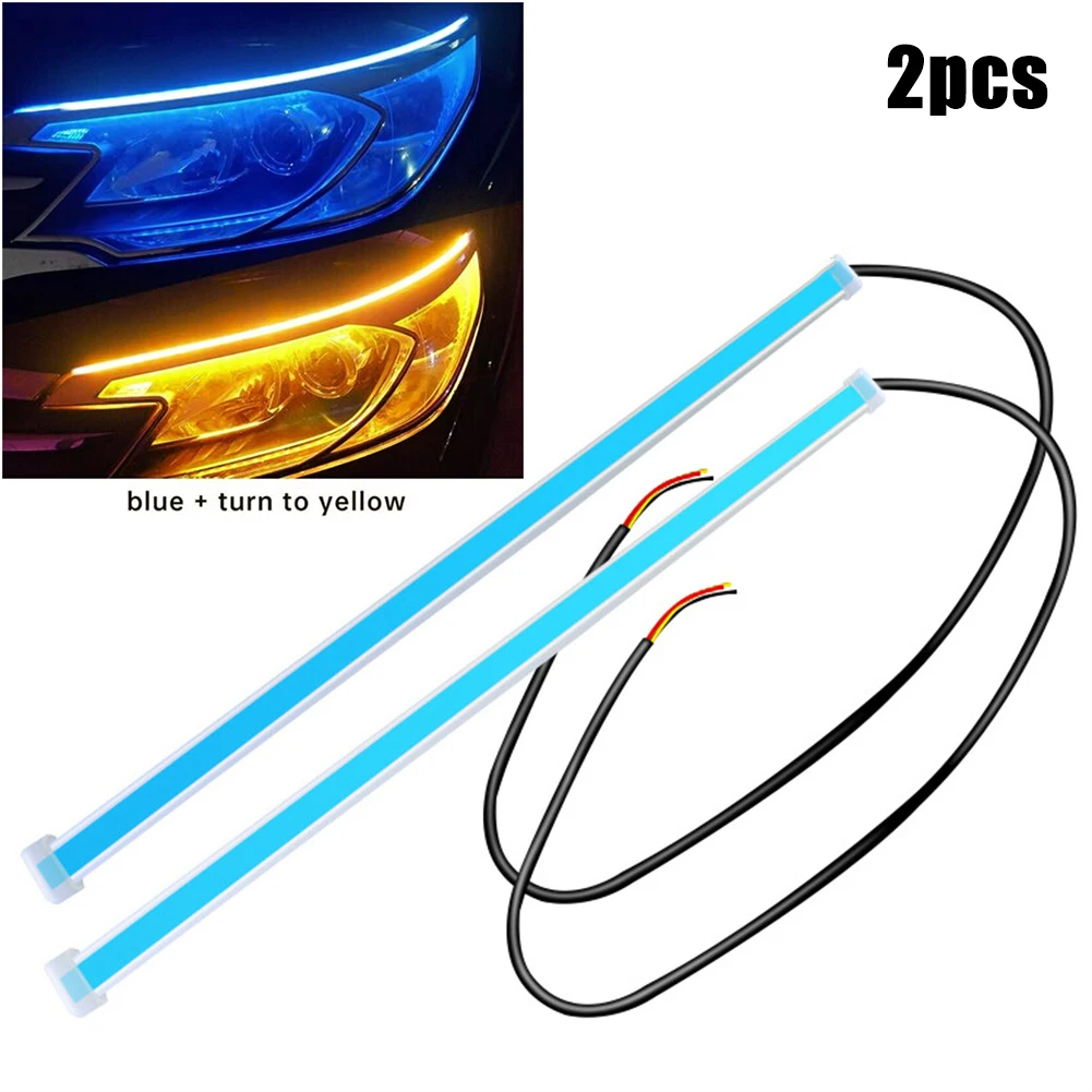 

2 шт., автомобильные гибкие светодиодные дневные ходовые огни, указатели поворота, 30 см