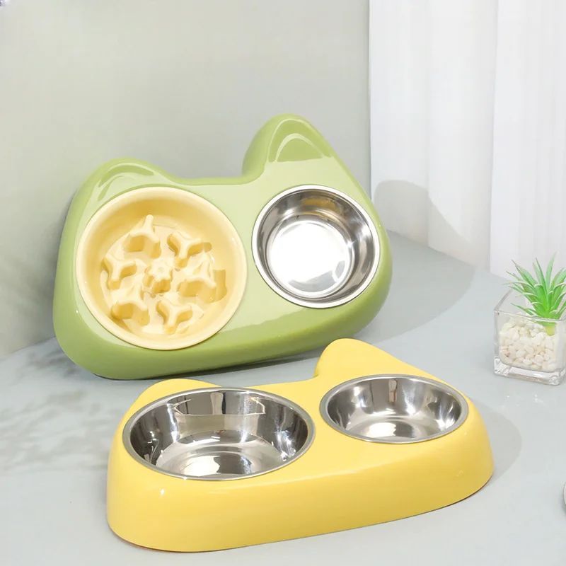 Креативная кормушка для кошек в форме миски домашних животных из нержавеющей