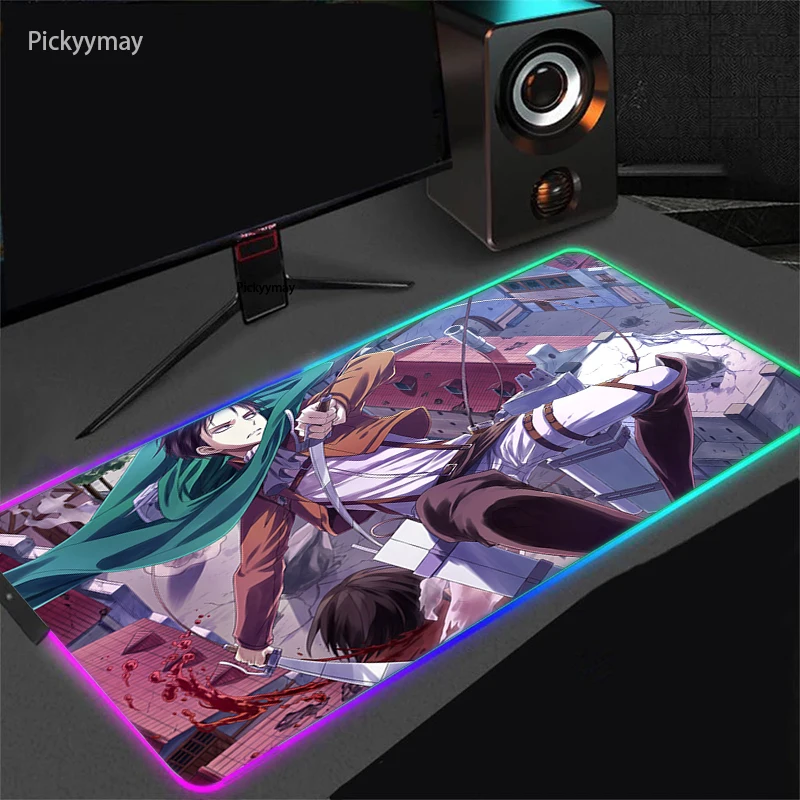 

RGB Large Anime Mousepad Attack On Titan LED Backlit Carpet Mause Pad Keyboard Mouse Pad PC Gamer Desk Mat Shingeki No Kyojin