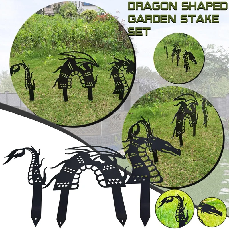 

Черная акриловая декоративная садовая Статуя Дракона с силуэтом дракона, 3 упаковки