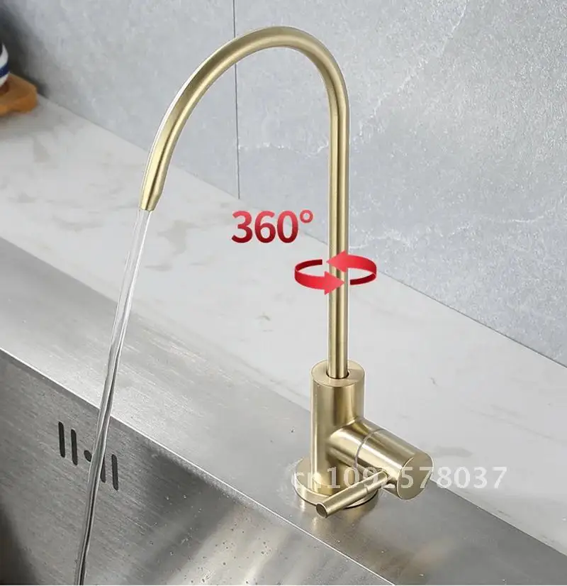 1/4 &quotкухонный золотой прямой питьевой кран для очистки воды с одним фильтром
