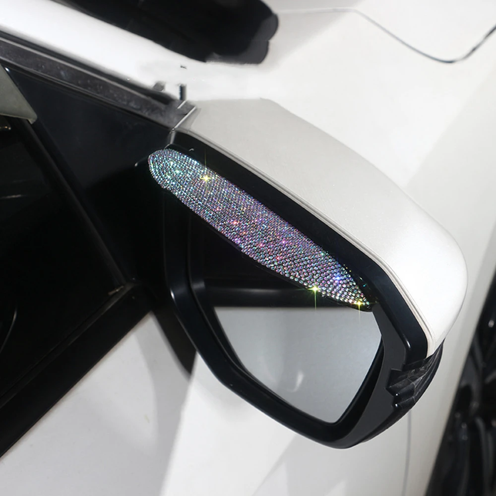

2PCS Diamond Car Side Mirror Waterproof Sun Visor Rain Eyebrow Auto Car Rear View Side Rain Shield Bling Car Assessoires