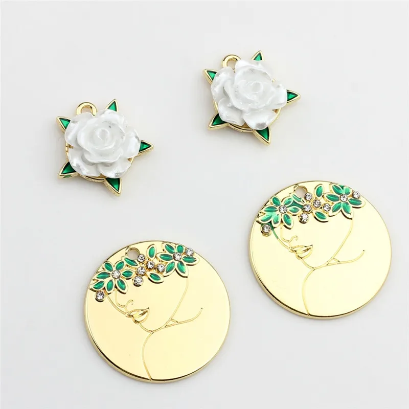 

40pcs/lot resin rose core cartoon flowers/girls pattern rounds shape alloy floating locket charms diy jewelry earring accessory