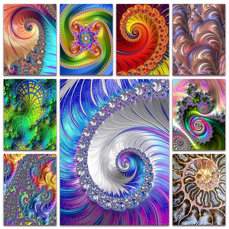 

New Full Diamond painting mosaic embroidery Color Flowers fantasy galaxy illusory geometry spiral Cross stitch Home decor S076