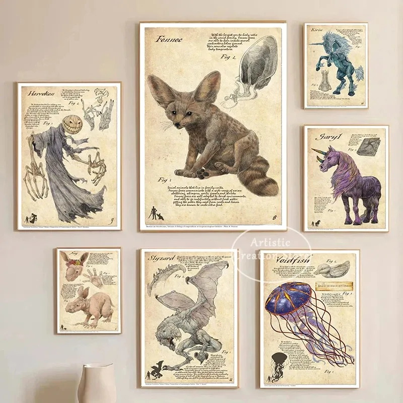 Ретро Мифологический Фольклорный Постер С Животными Волшебная Настенная