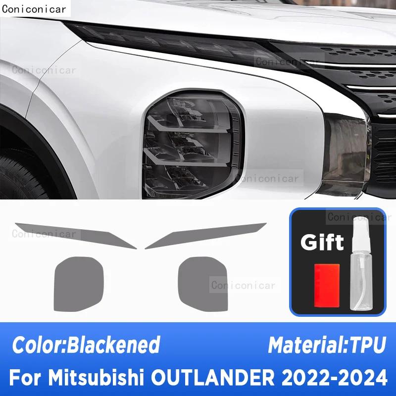 

Для Mitsubishi OUTLANDER 2022-2024 автомобильная фара, черная пленка, защитная крышка, прозрачная наклейка из ТПУ, аксессуары