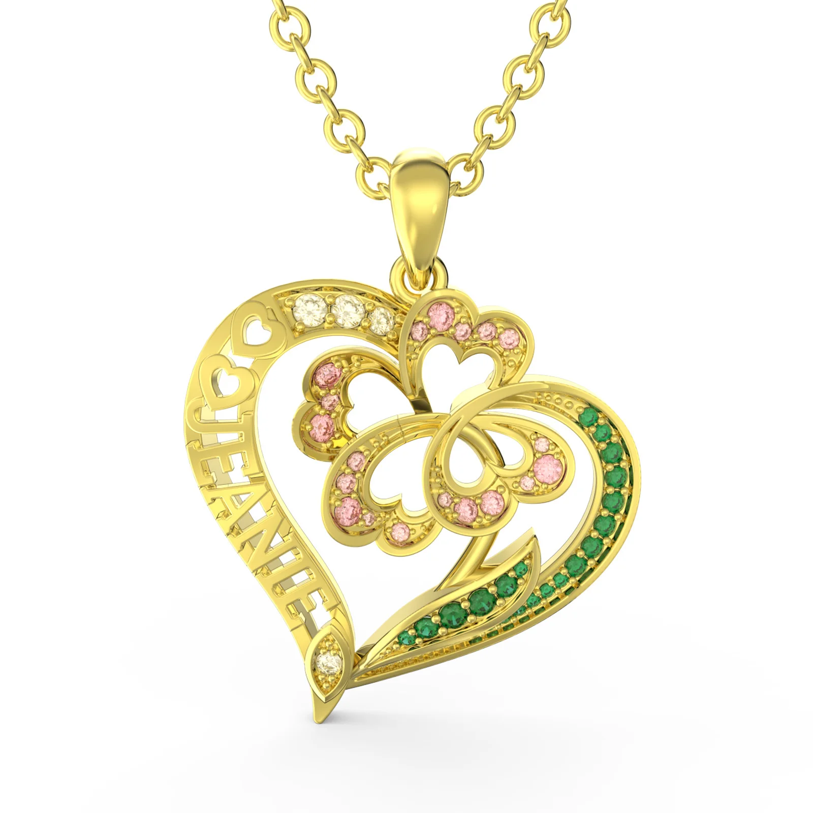 Gold Plated Heart Necklace Classic 925 Sterling Silver 3D Necklace Jewelry