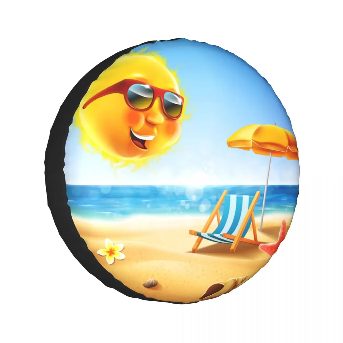 

1PC Car Spare Tire Cover Summer Smiling Sun Sunshade Polyester Auto Wheel Tire Storage Bag Vehicle Tyre Dust-proof Protector