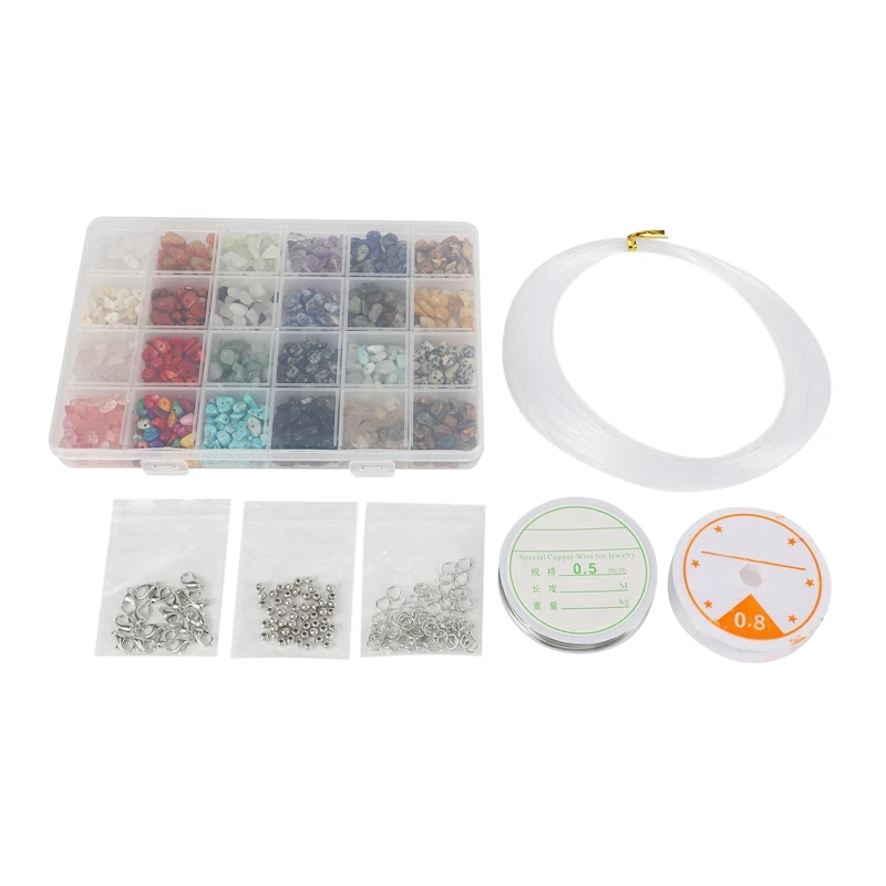 

1323Pcs Irregular Beads Kit with Spacer Beads Lobster Clasps Elastic Jump Rings for DIY Jewelry Making Supplies