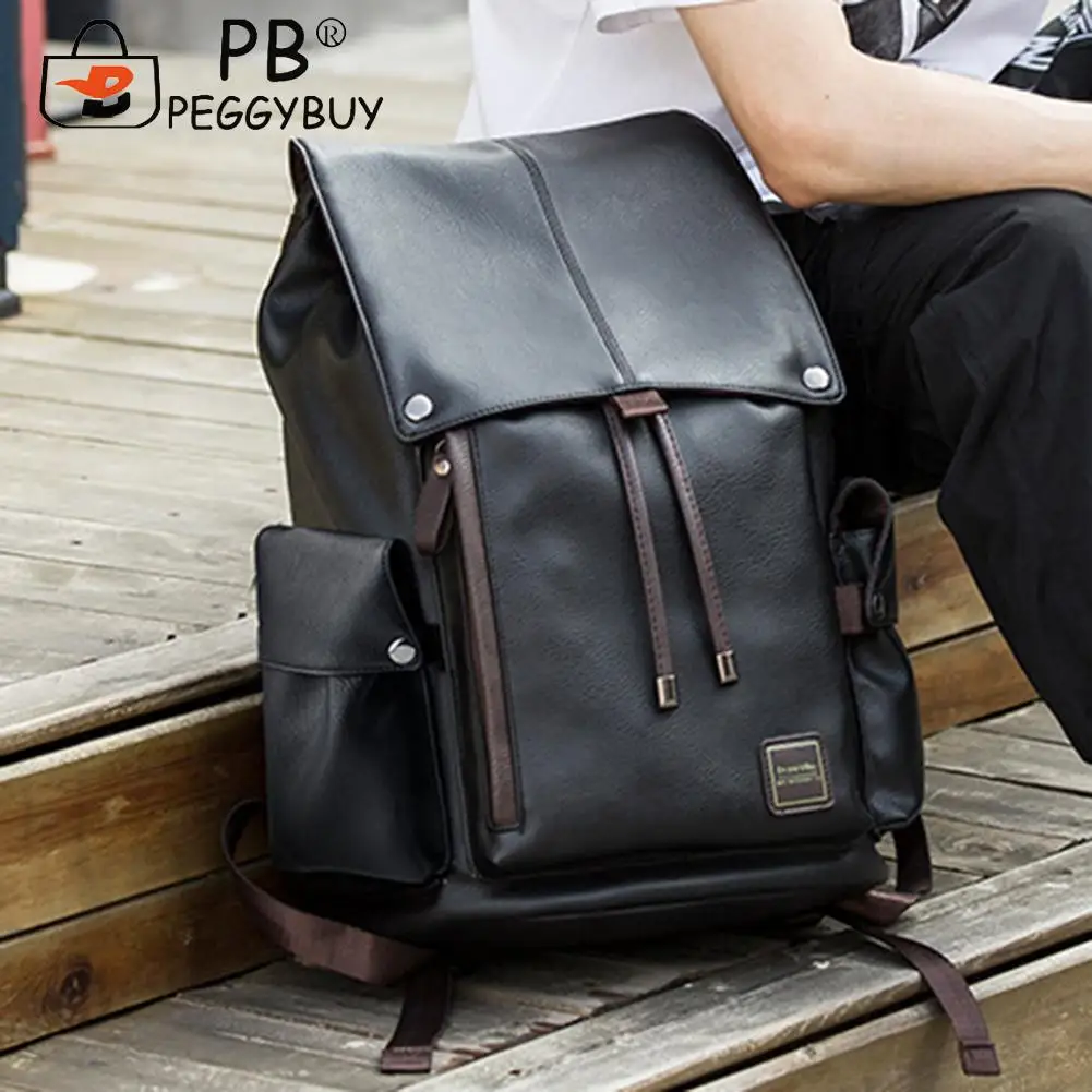 

Unisex Portable Travel Anti-theft PU Leather Waterproof Business Computer Backpack Casual PVC Large Capacity Flip School Bags