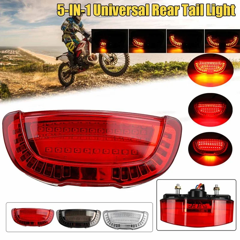 

Motorcycle LED Tail Light Brake Stop DRL Turn Signal Rear Lamp Indicator License Plate Light for ATV Dirt Bike