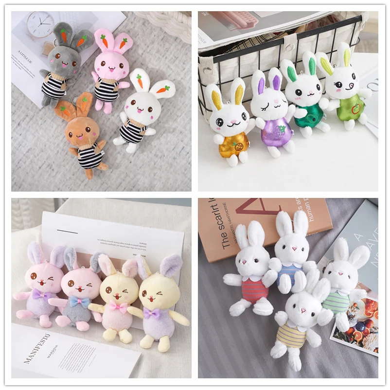 

12cm Bunny Toy Novelty Cute Soft Delicate Texture Decorative PP Cotton Rabbit Plush Toy Keychain Pendant Bag Charms For Children